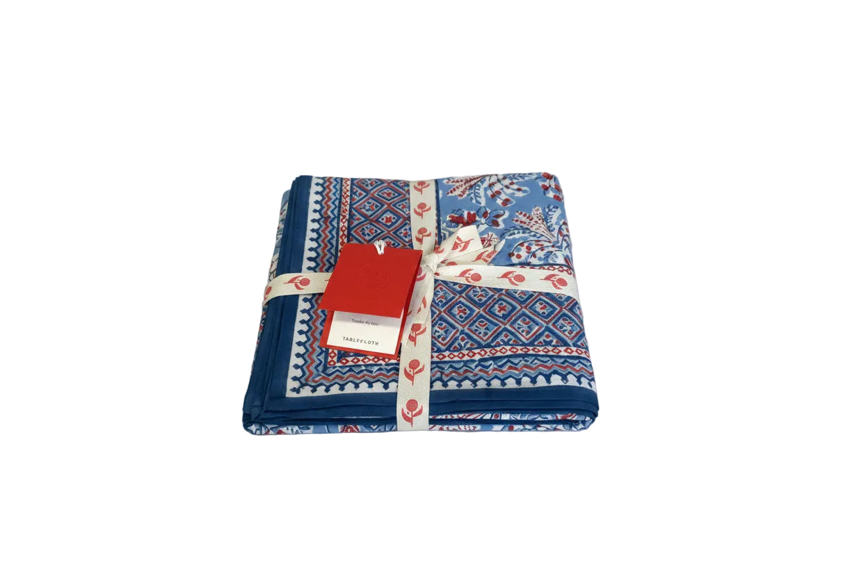 Pomegranate Grecian Palm Red, White & Blue Tablecloth - 2 Sizes