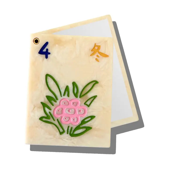 Hand-Painted Flower Mahjong Compact Mirror