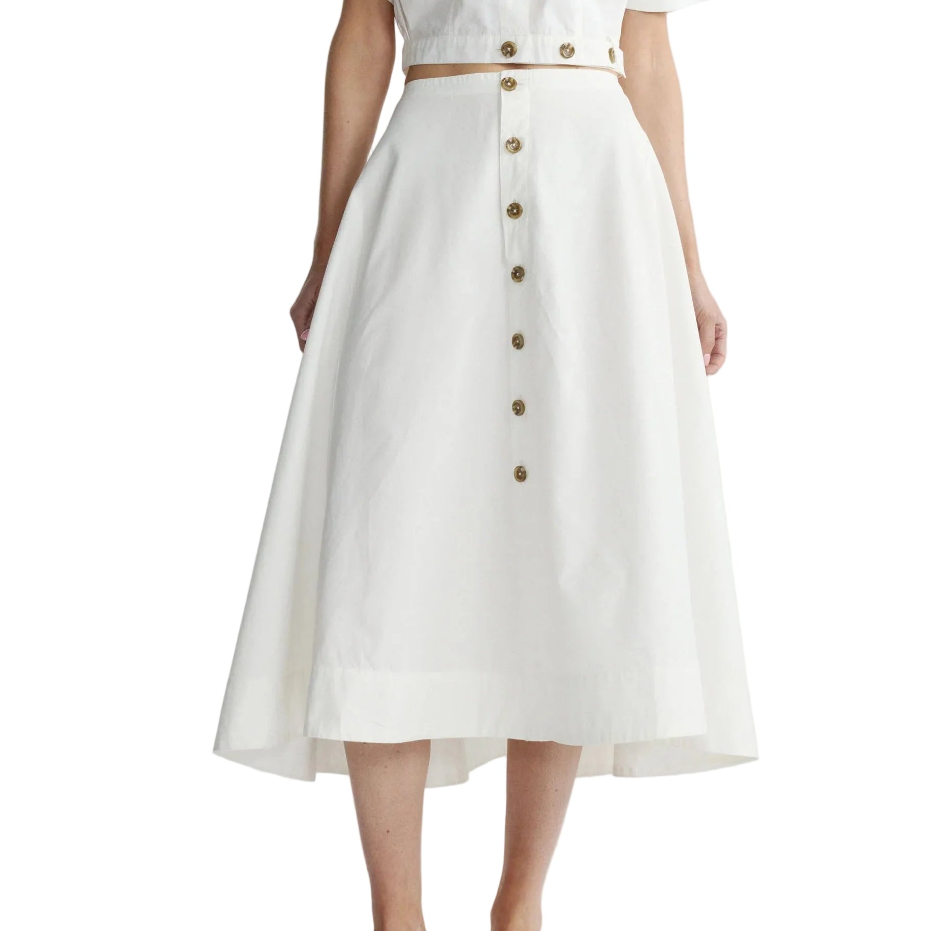 DL1961 Peonie Skirt - Midi White Poplin