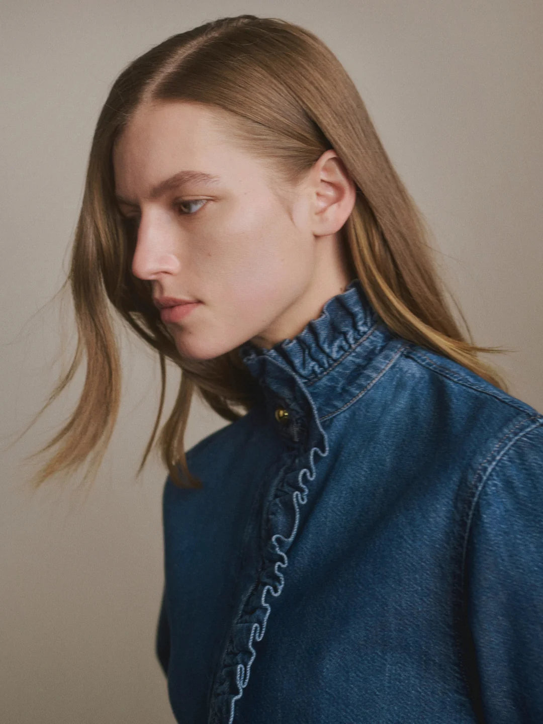 DL1961 Ruffle Shirt | Fall Blues Aura