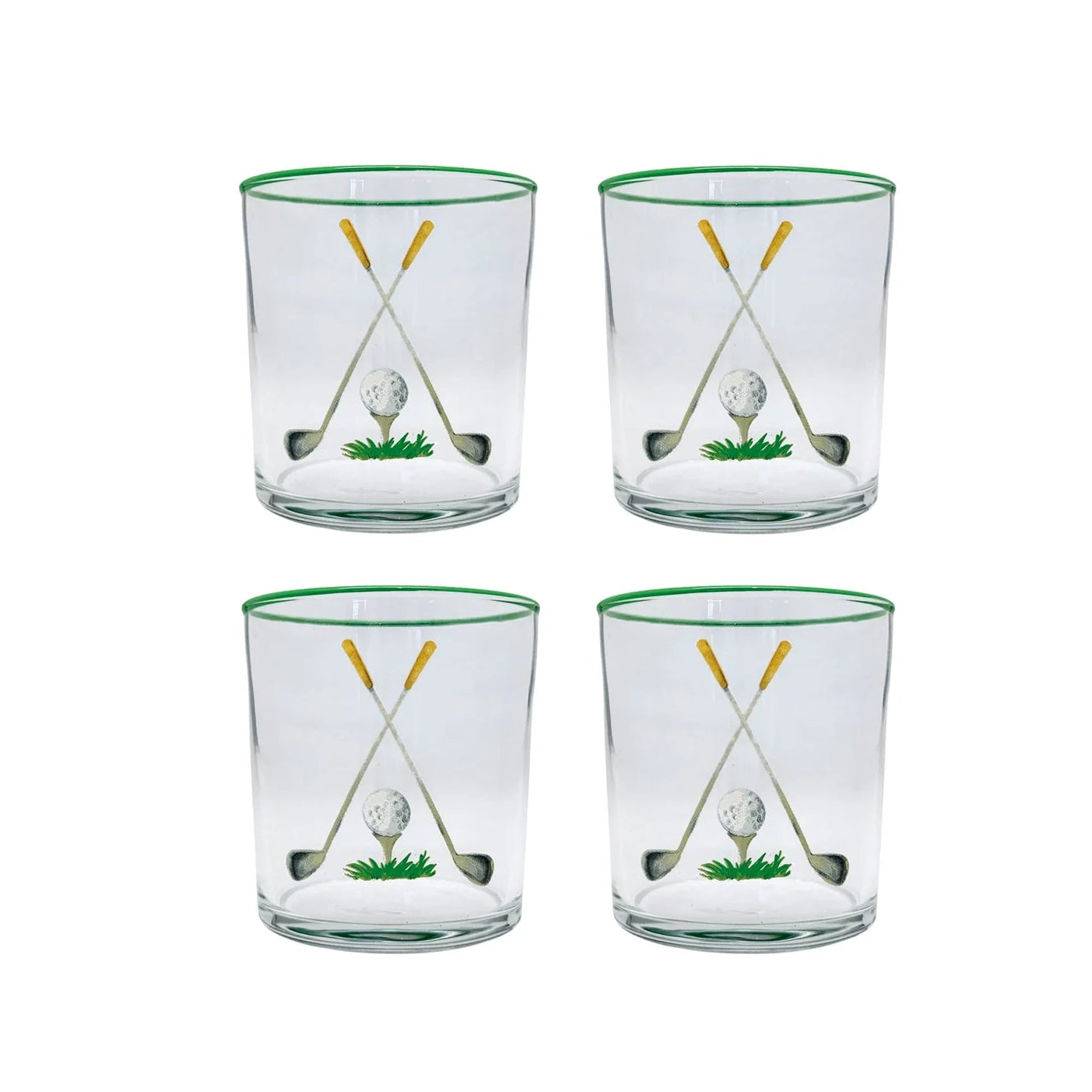 Golf Clubs Double Old Fashioned Glasses