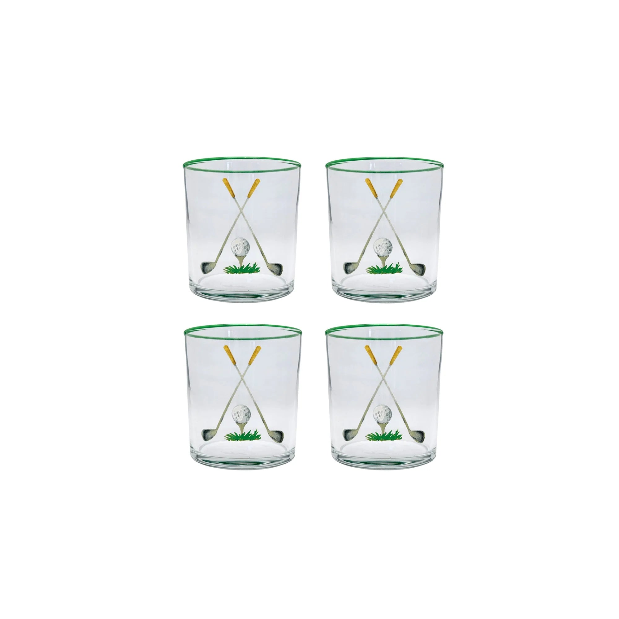 Golf Clubs Suite of 4 Double Old Fashioned Glasses