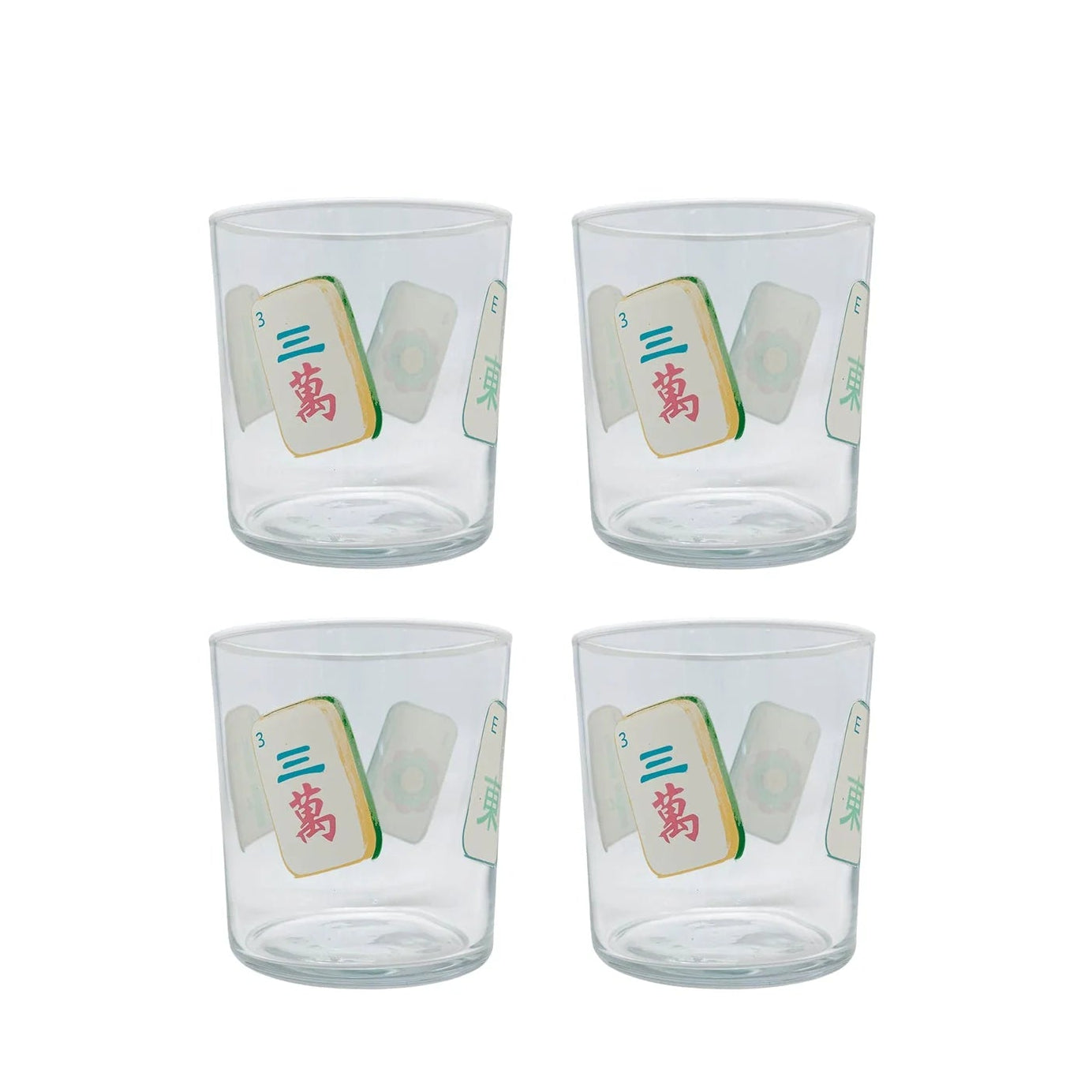 Mahjong Tiles Double Old Fashioned Glasses