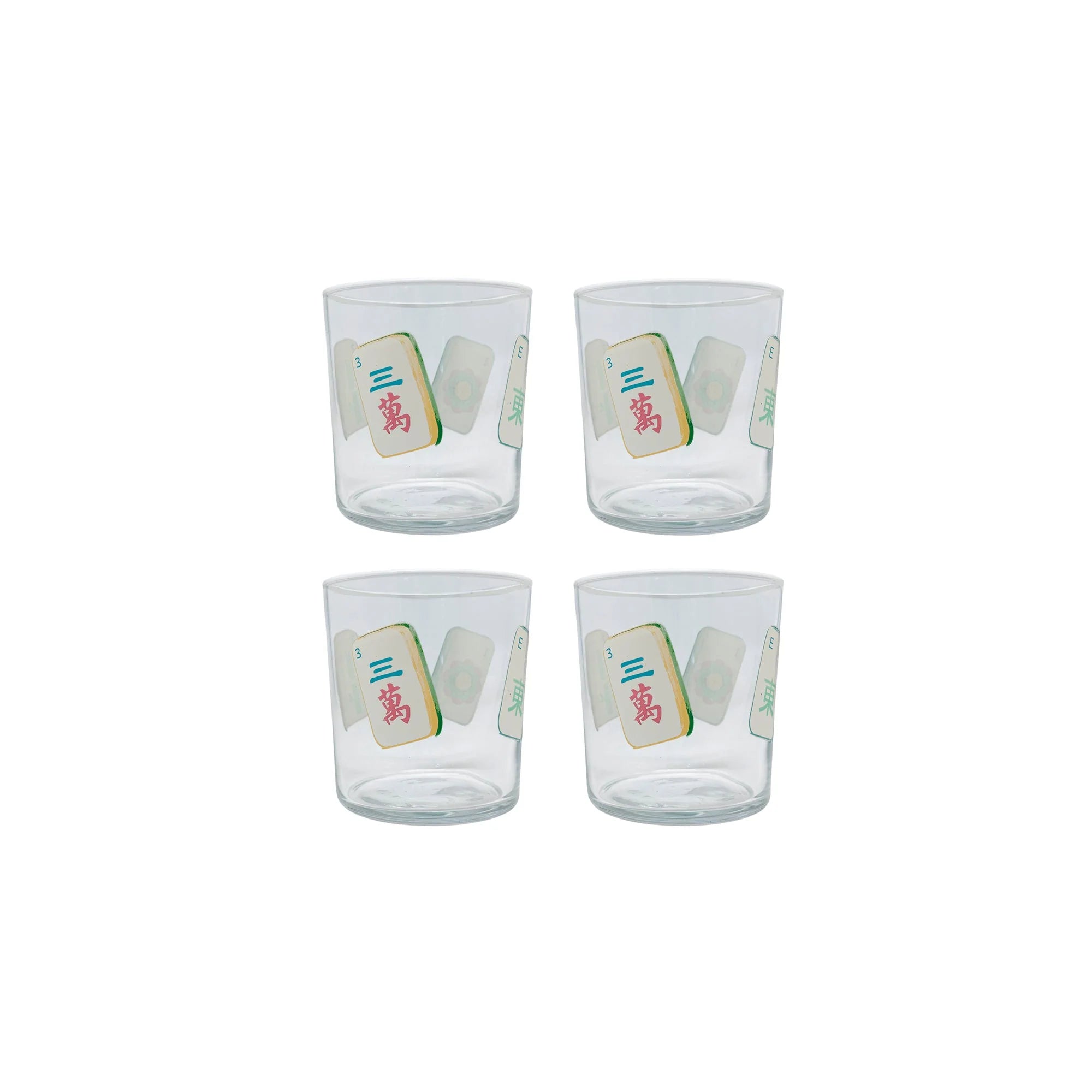 Mahjong Tiles Suite of 4 Double Old Fashioned Glasses