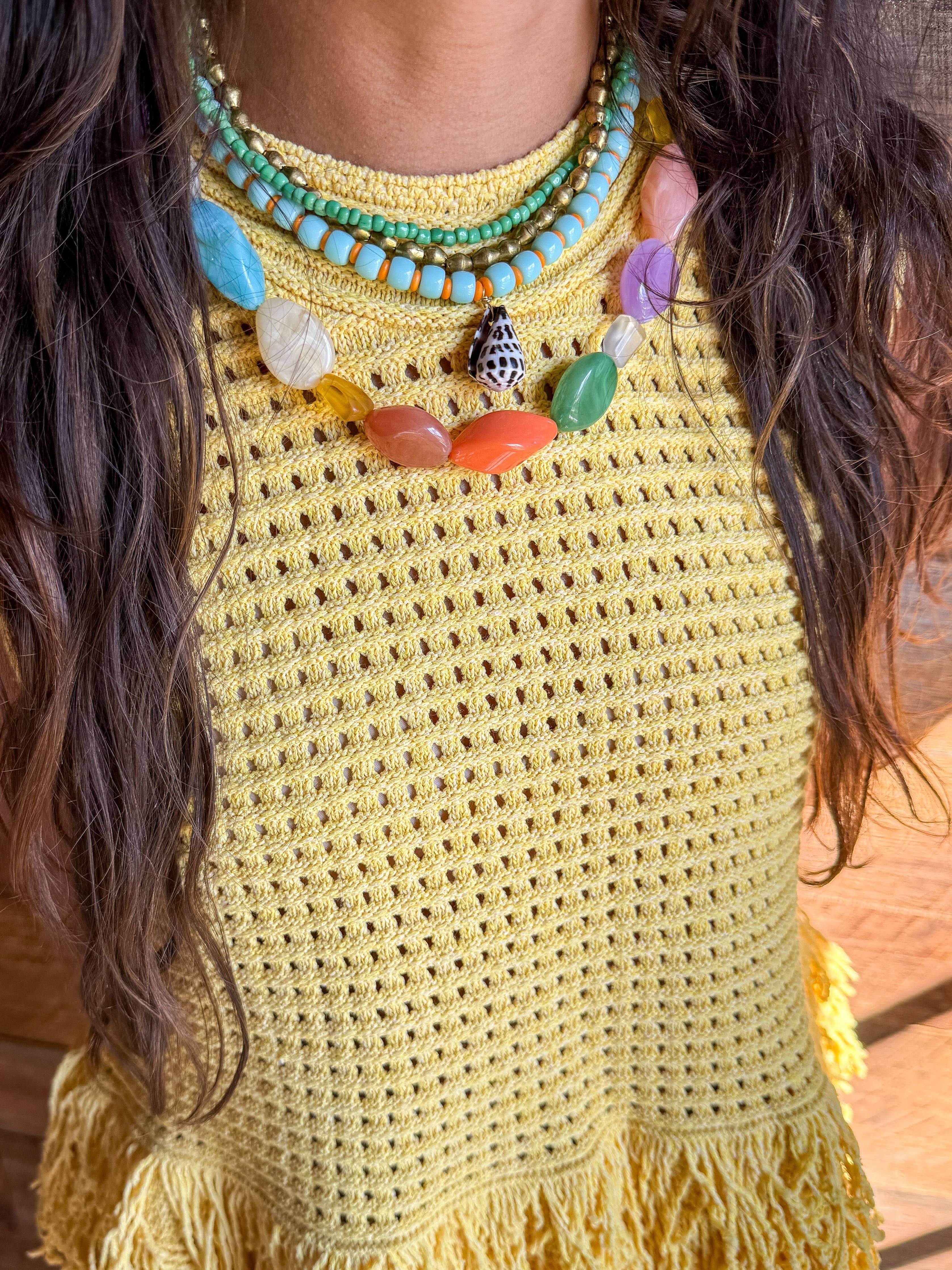 Ocean Shell Layered Pendant Necklace |  18"