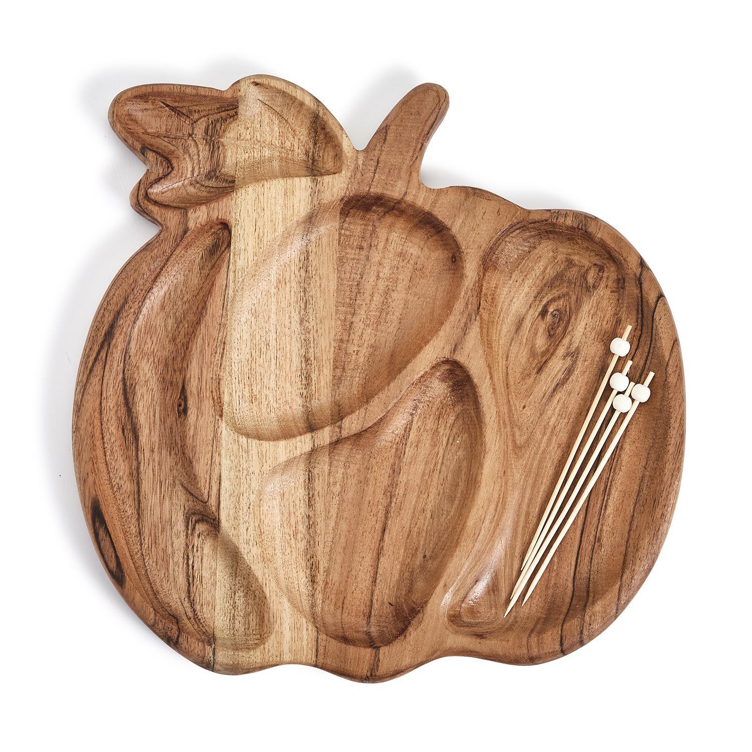 Gather Hand-Crafted Pumpkin Shape Sectional Charcuterie Board Wood Picks