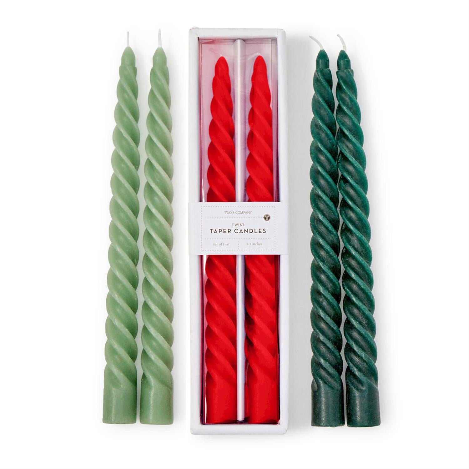 Twist Taper Candles in Gift Box - (three colors)