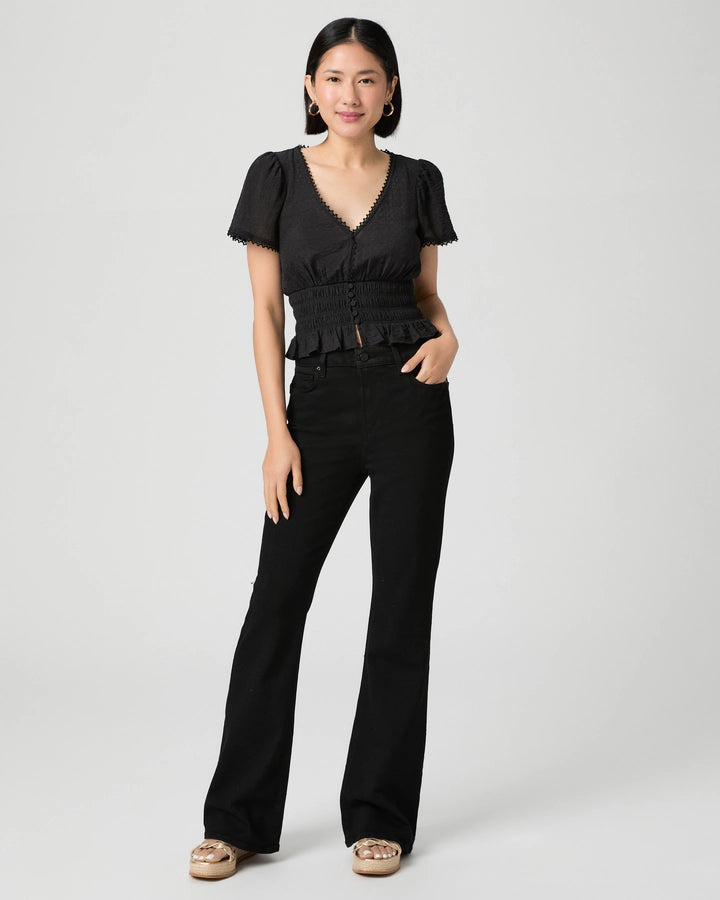 Paige High Rise Laurel Canyon Petite W/ Clean Hem | Black Shadow