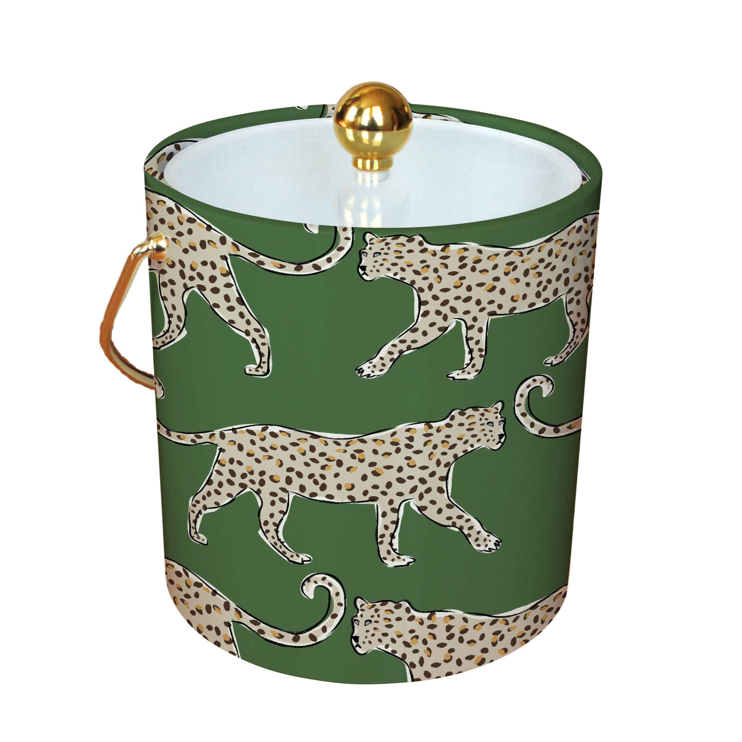 Leopard Ice Bucket  (Green or Coral)