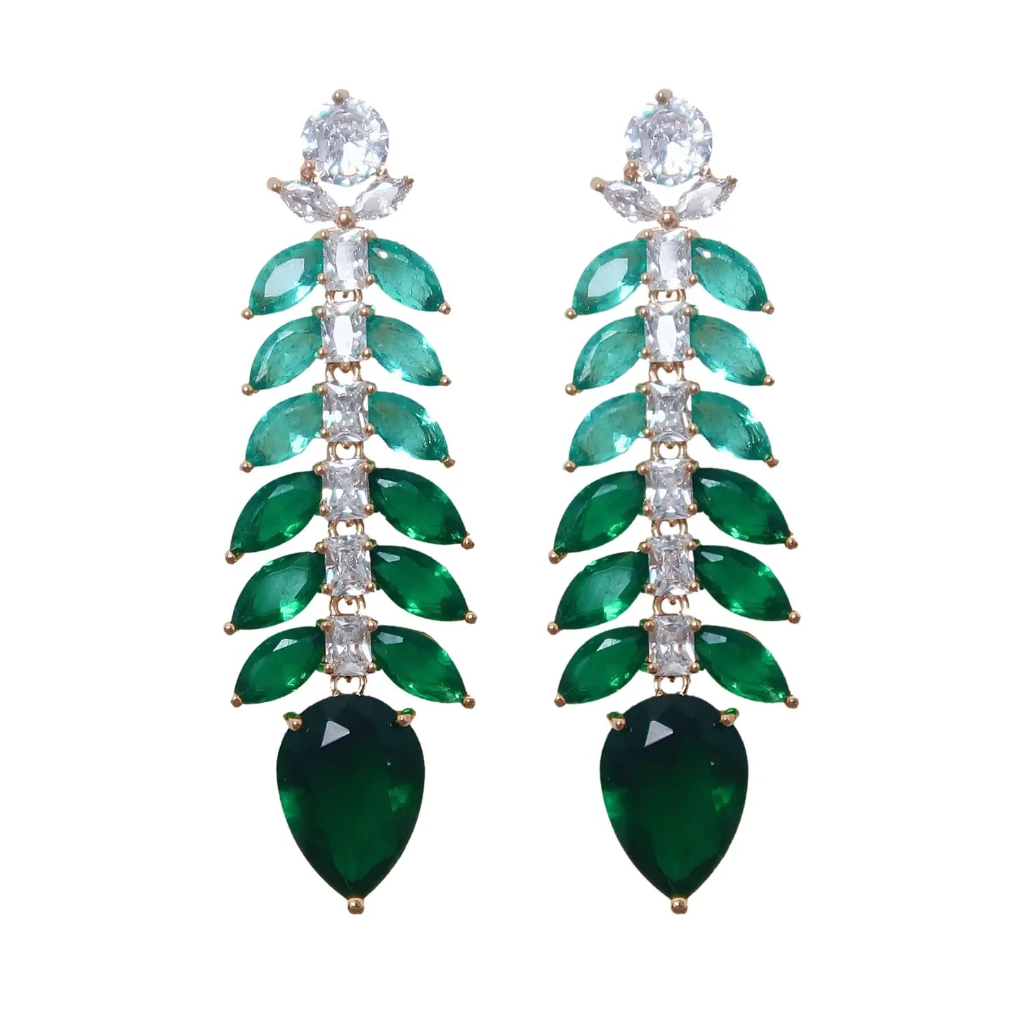 Emerald Green Ombre Gala Sparkle Holiday Statement Earrings