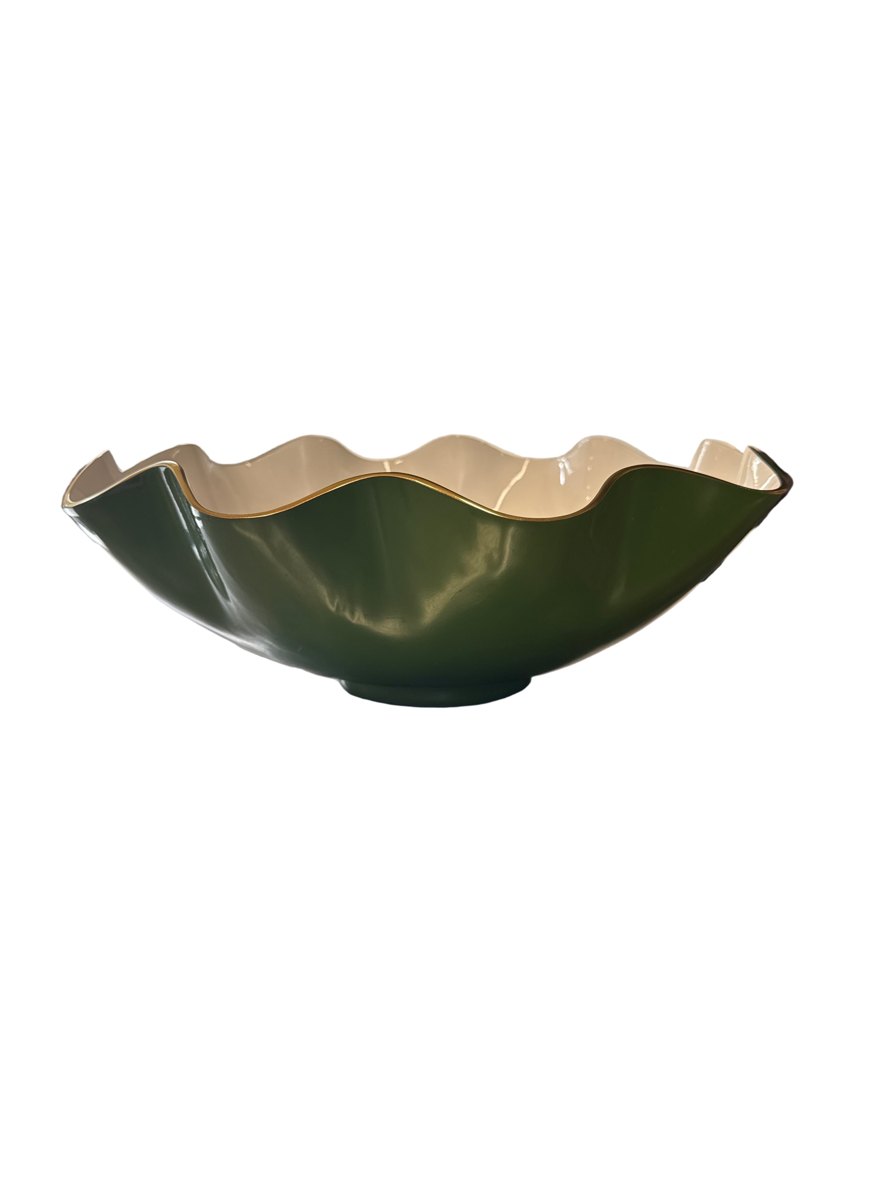 Encanto Carola Extra Large Bowl (Leaf Green and White)