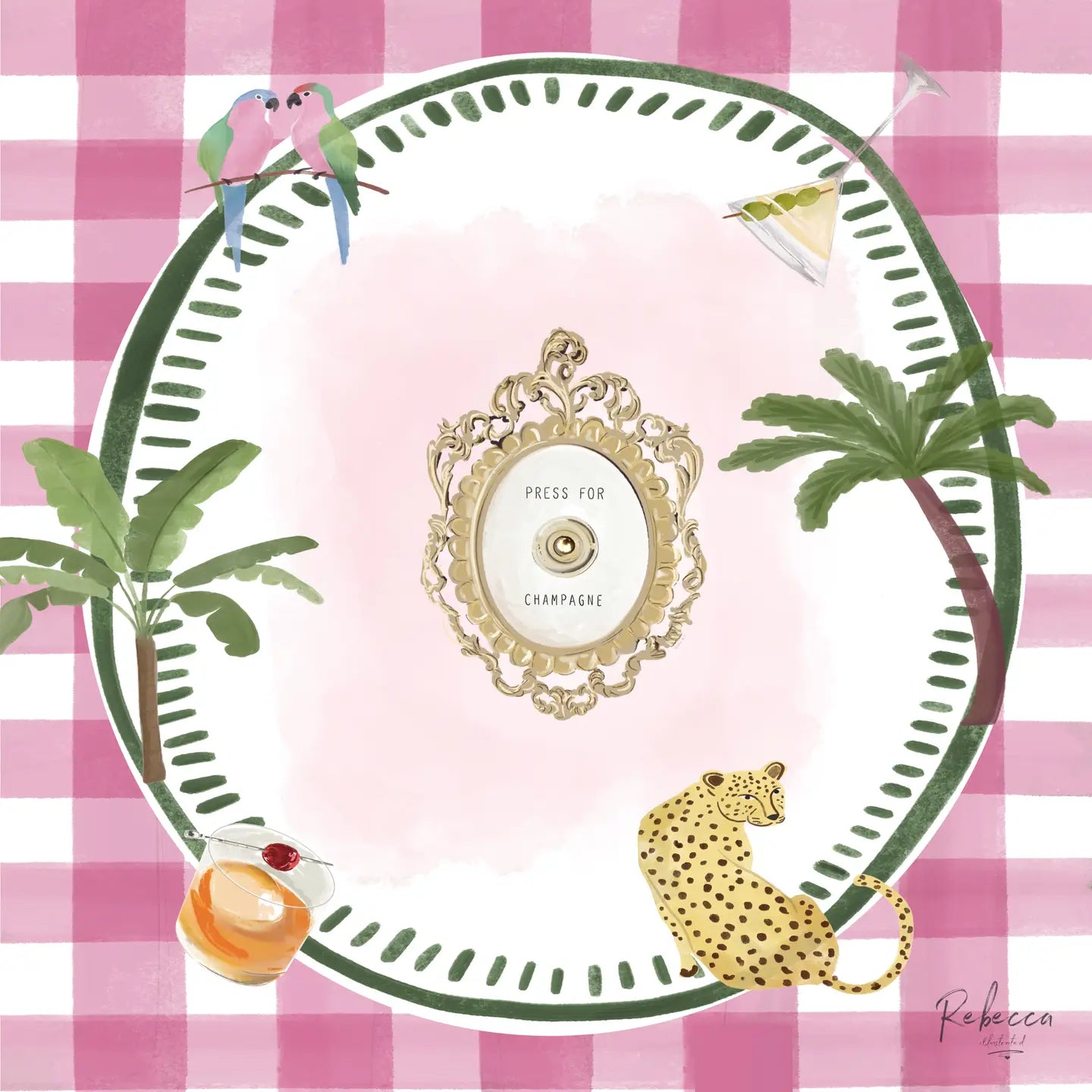 Pink Gingham Mahjong Mat