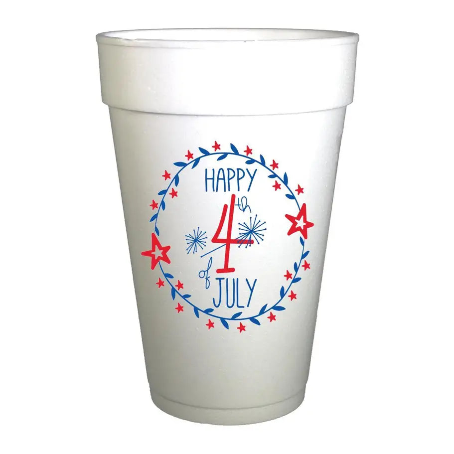 Fourth of July Party Cups Happy July 4th Wreath Cups