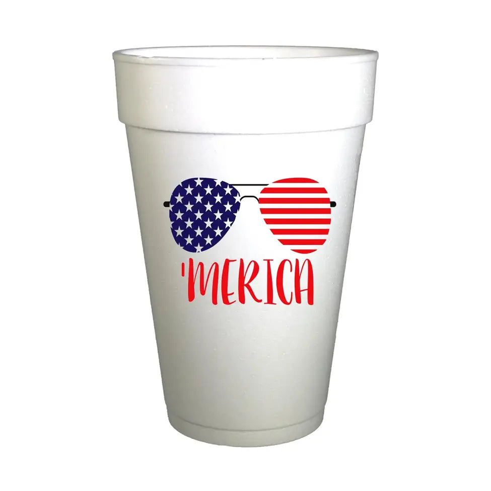 Fourth of July Party Cups-Merica Patriotic Sunglasses