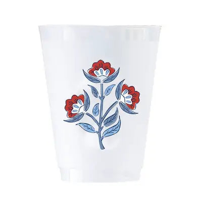 16 oz Shatterproof Cups | Set of 8 |  Red Floral