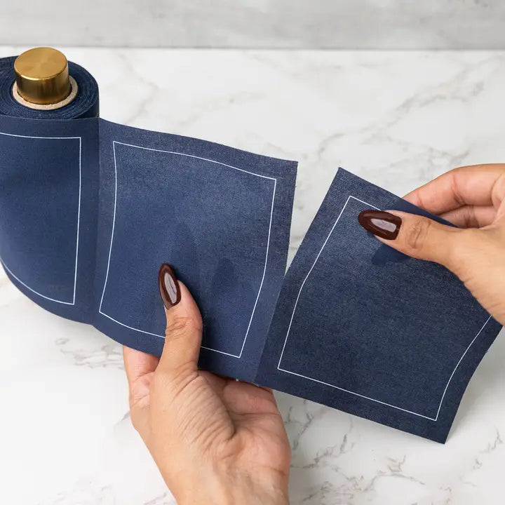 Midnight City Cocktail Napkin Roll - Navy Blue