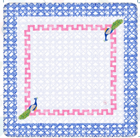 Watercolor Rattan Cane Mahjong Mat