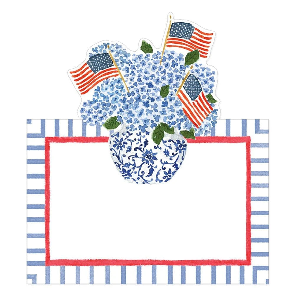 Flags and Hydrangeas Die-Cut Place Cards - 8 per Package