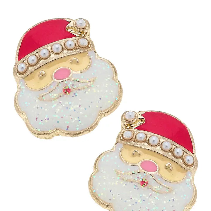 Pearl Studded Santa Claus Stud Earrings