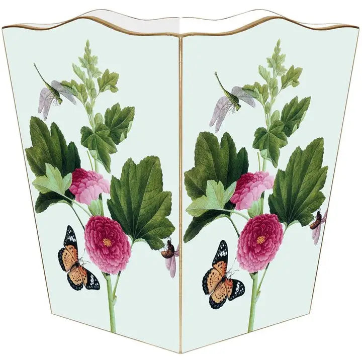 Pink Peony & Butterfly Wastebasket