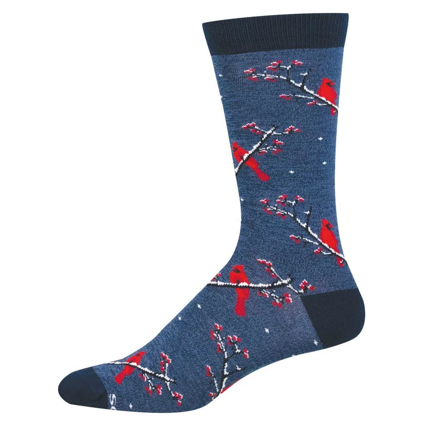 Winter Cardinal - Navy Heather Socks