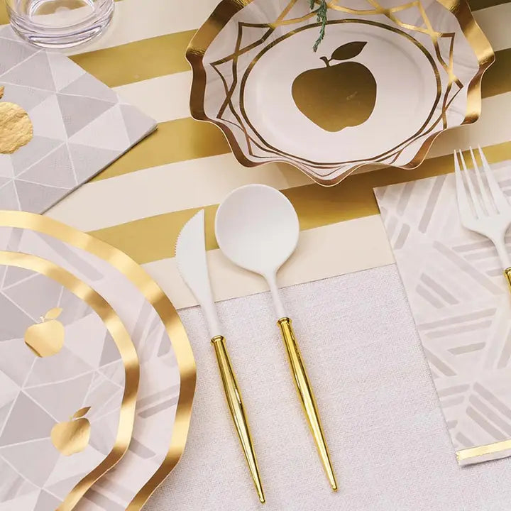 Plastic Cutlery/24 Piece - Service for 8/Blue, Gold or Silver