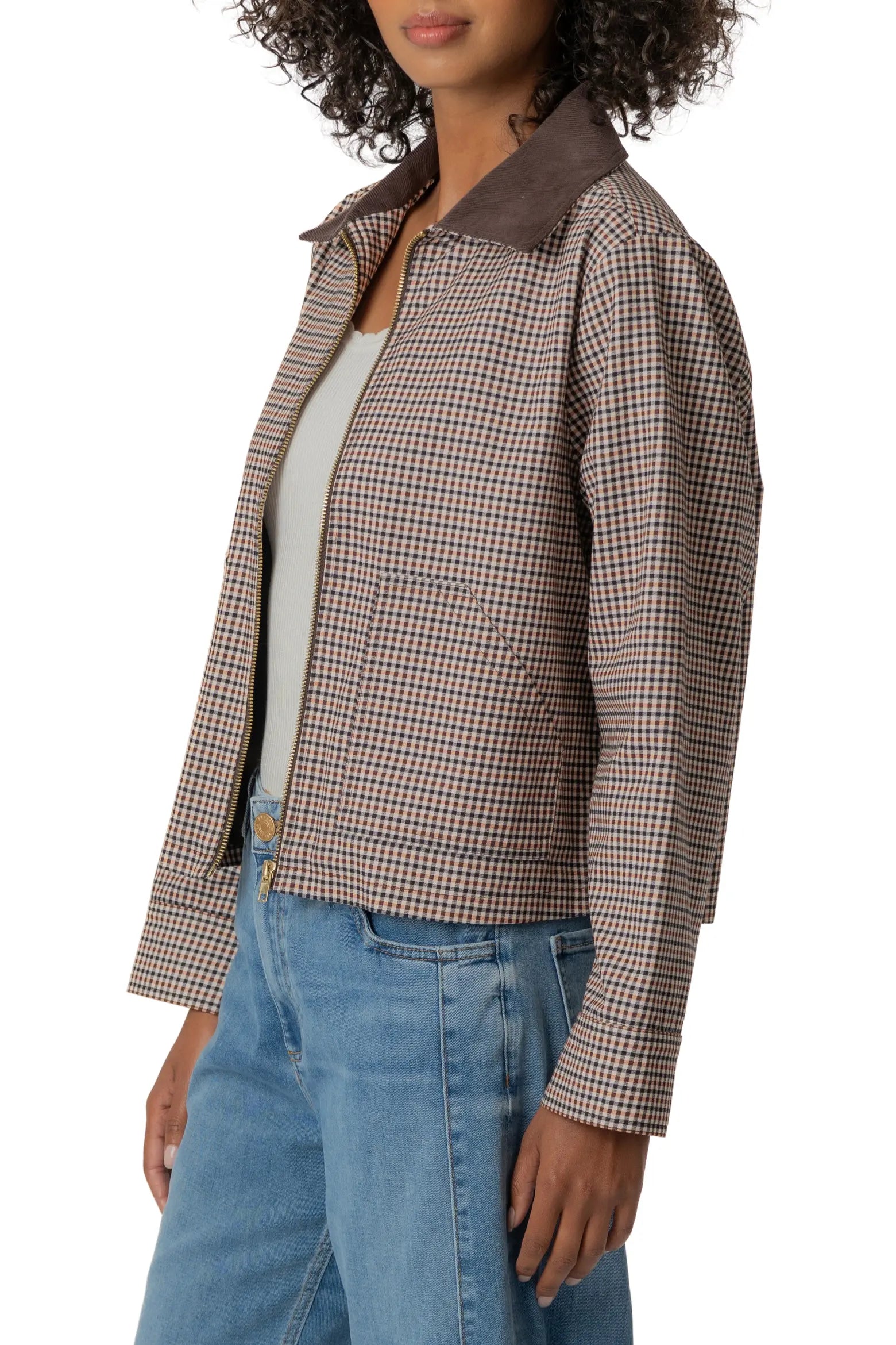 Kut From the Kloth Natalia Zip Front Jacket with Cord Collar