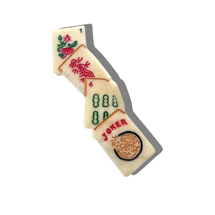 Hand-Painted Mahjong Claw Hair Clip