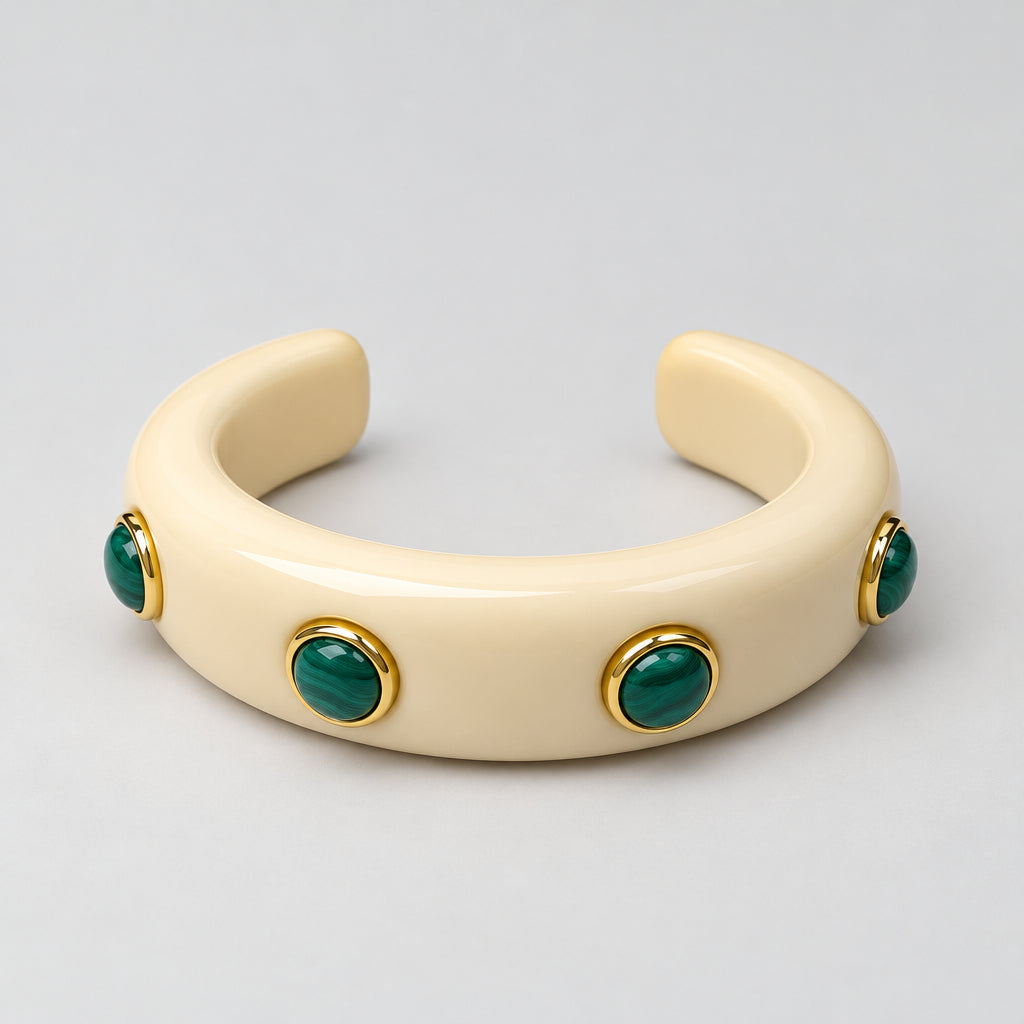 Ivory Resin - Malachite Bracelet