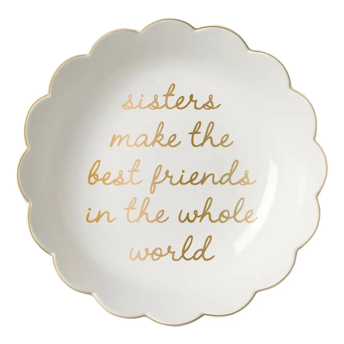 Scalloped Ceramic Trinket Tray -  Sisters