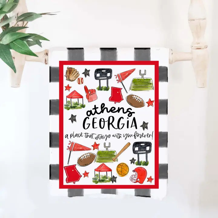 Athens, Georgia Multi Sport Tea Towel - Gingham
