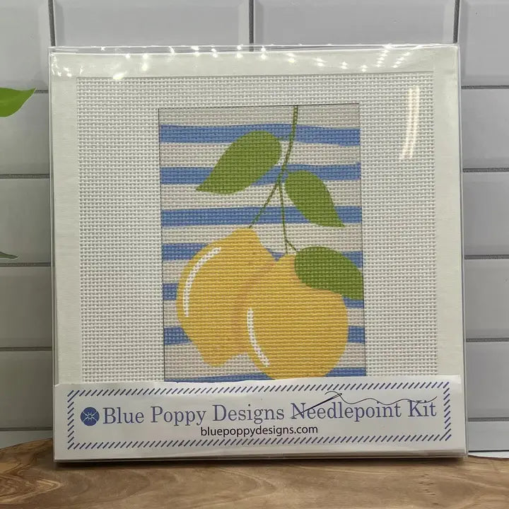 Two Lemons on Blue Stripes Needlepoint Kit