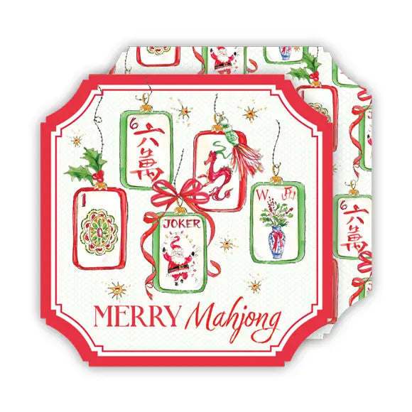 Die Cut Coaster-Deck the Halls with Tinsel & Mahjong Tiles
