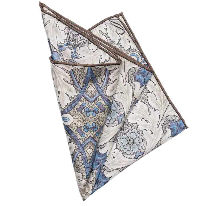 Londra - Silk Pocket Square - Blue and Tan