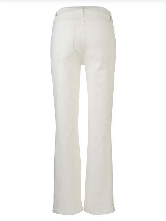 Kut Kelsey High Rise Ankle Flare Front Pockets Inset - Cream