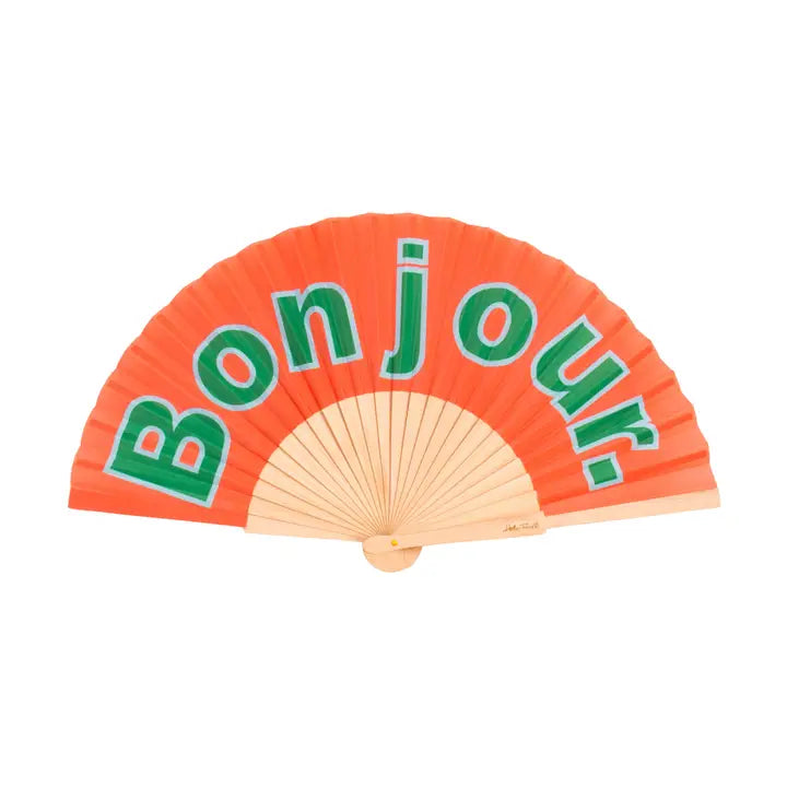 Orange Bonjour Hand Fan