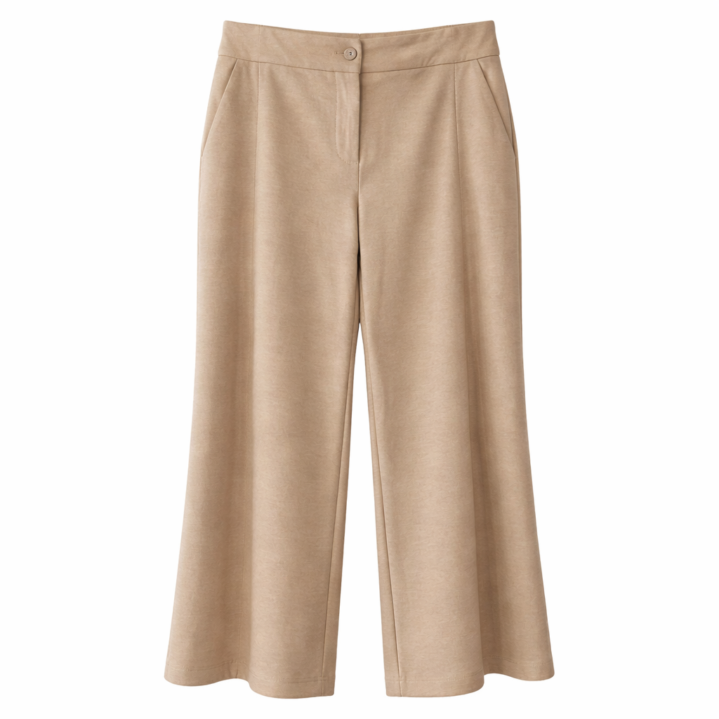 ILTM Senna Oatmeal Melange Ponte Wide-Leg Full-Length Pant