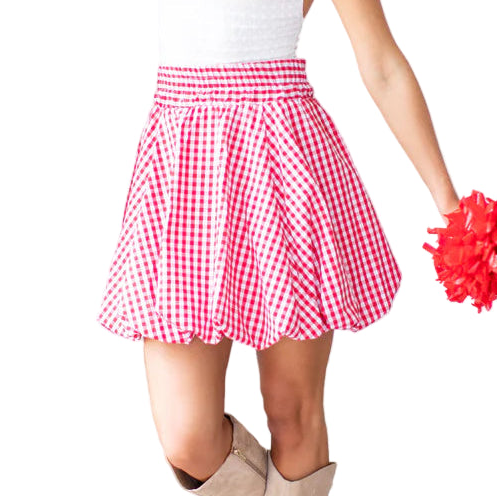 HOUSE OF MBR Red Gingham Bubble Skirt