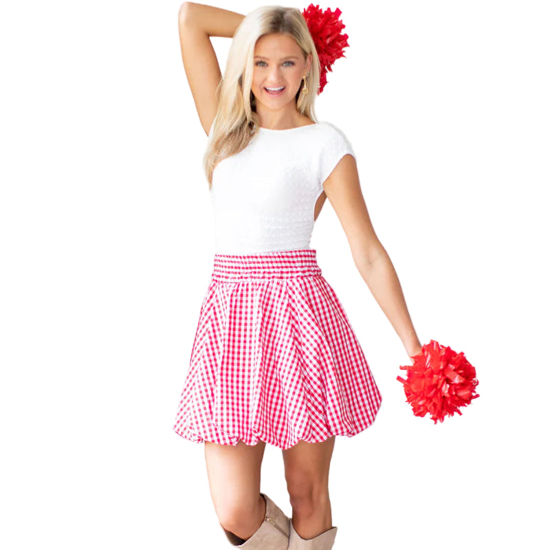 HOUSE OF MBR Red Gingham Bubble Skirt