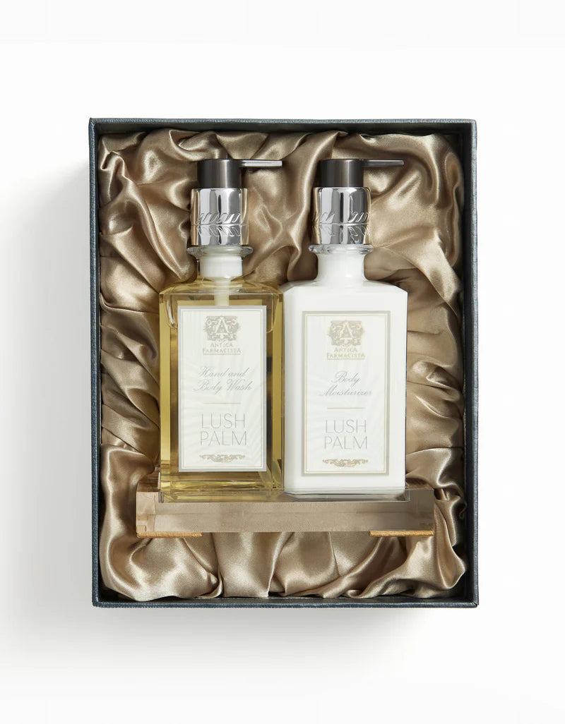 Antica Farmacista  Lush Palm Body Wash & Moisturizer Lucite Tray 10 oz.