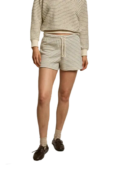 perfectwhitetee shorts french terry stripe -bennie - natural/charcoal
