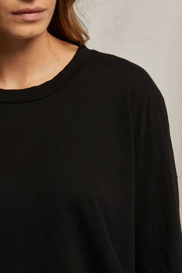 perfectwhitetee - cotton long sleeve boxy crew tee - white or black