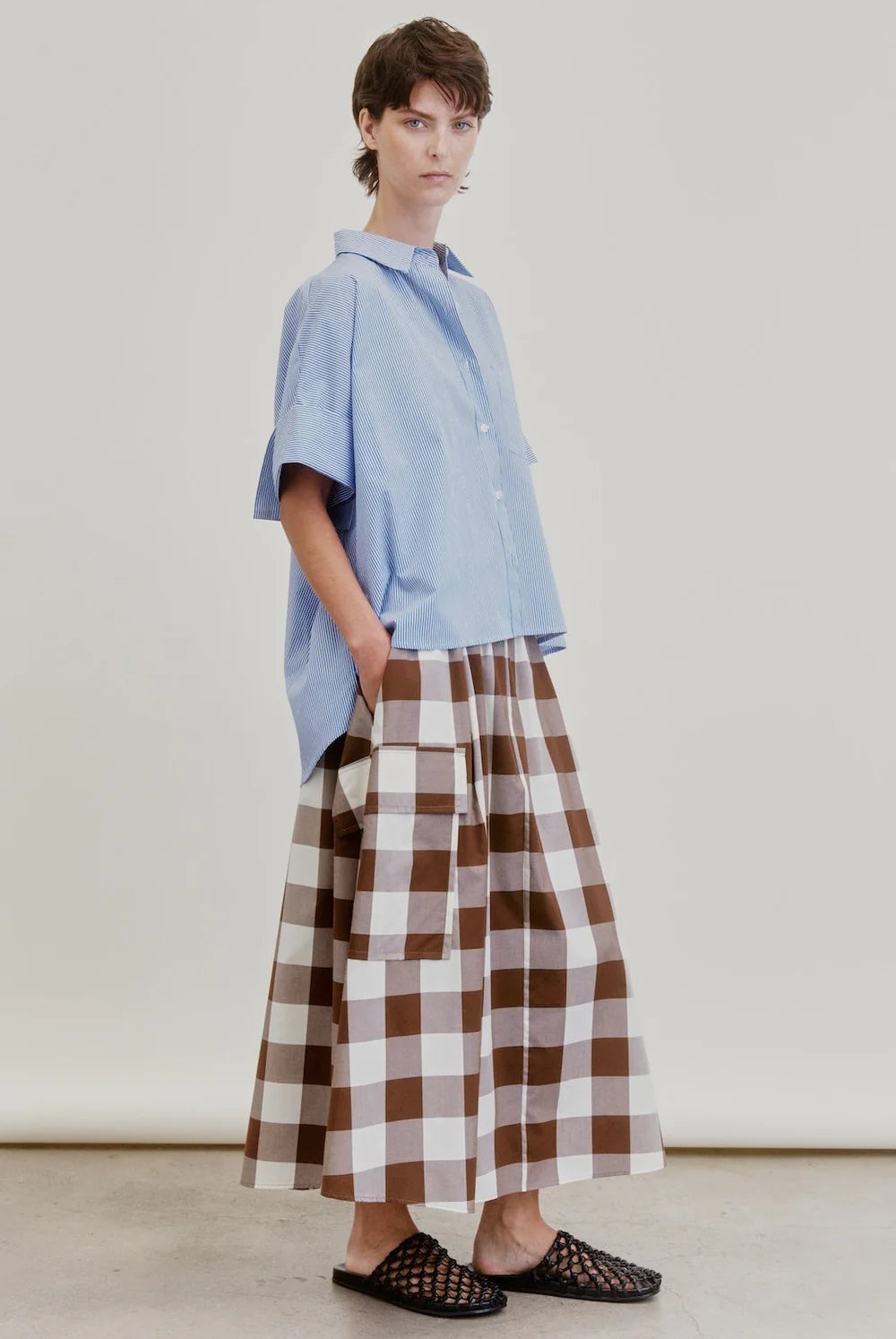 Aquarius Cocktail Le Cargo  Full Flared Skirt | Brown Gingham