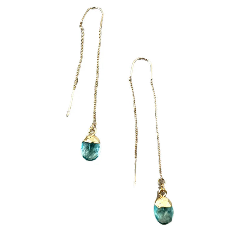 Blue Topaz Threader Earrings