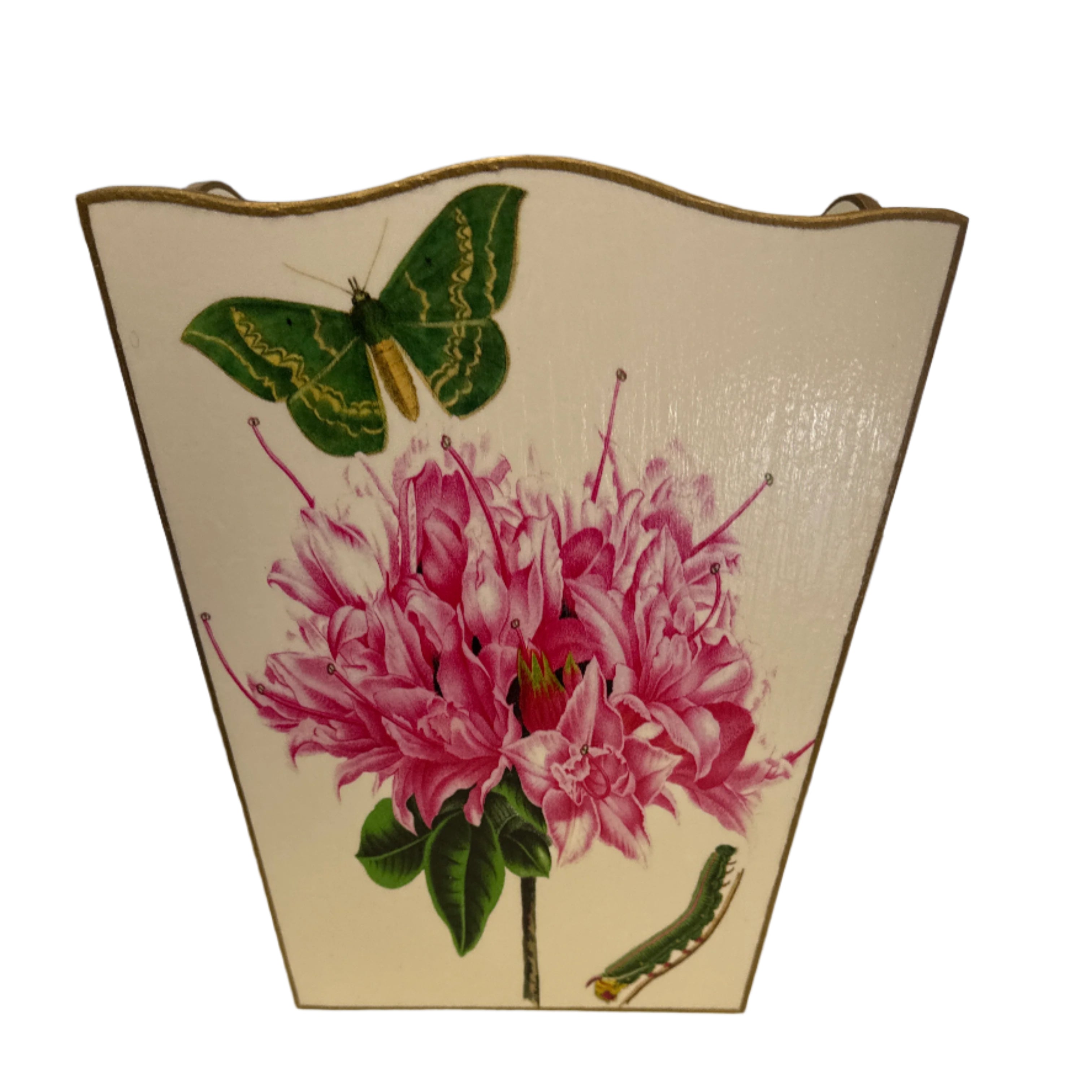 Azaleas on White Wastebasket