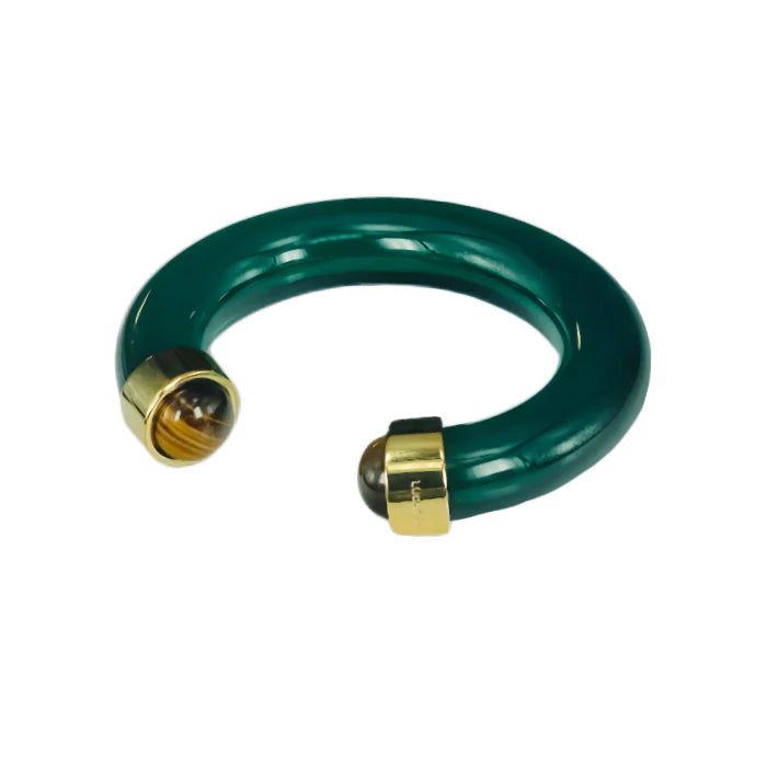 Lucas Jack Tiger Eye Bangle - Emerald Green