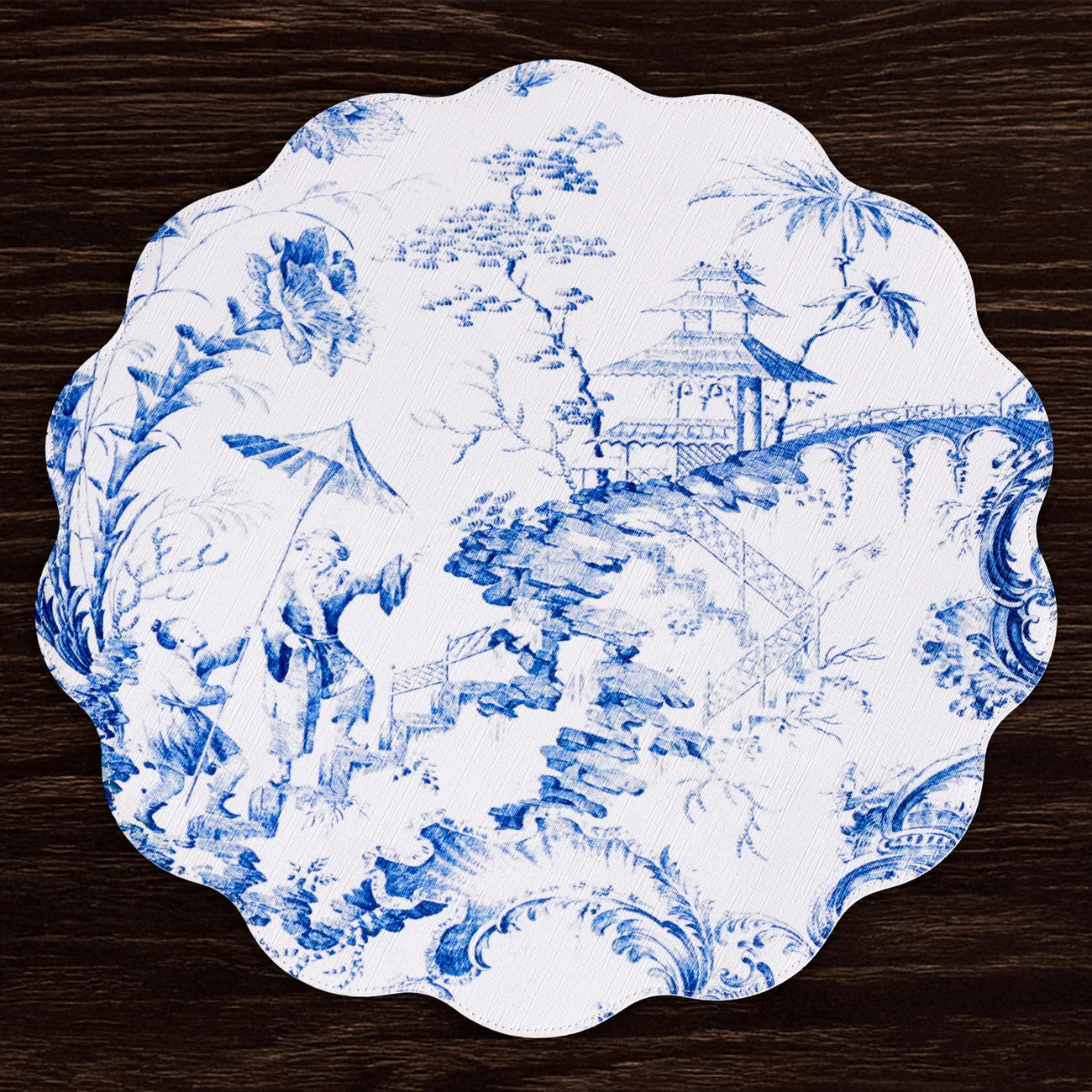 Blue & White Chinoiserie Reversible Placemats - Set of 4