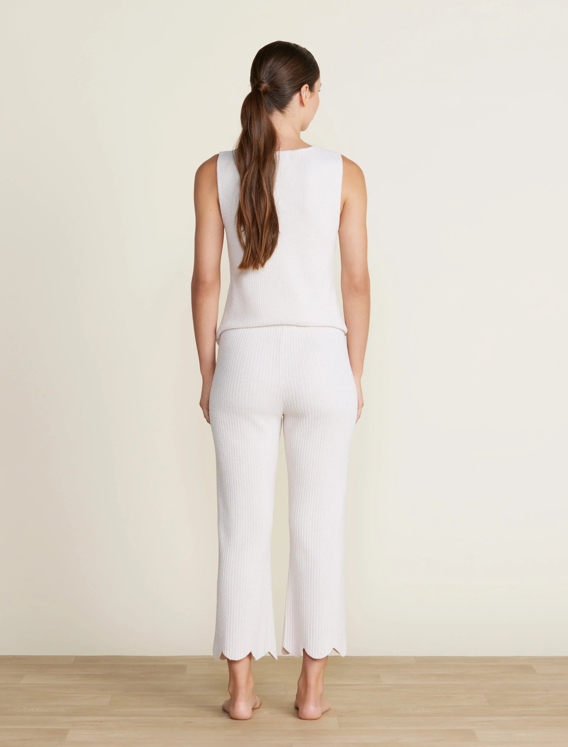 Barefoot Dreams CozyChic® Scallop Cropped Pant - Sand Dune
