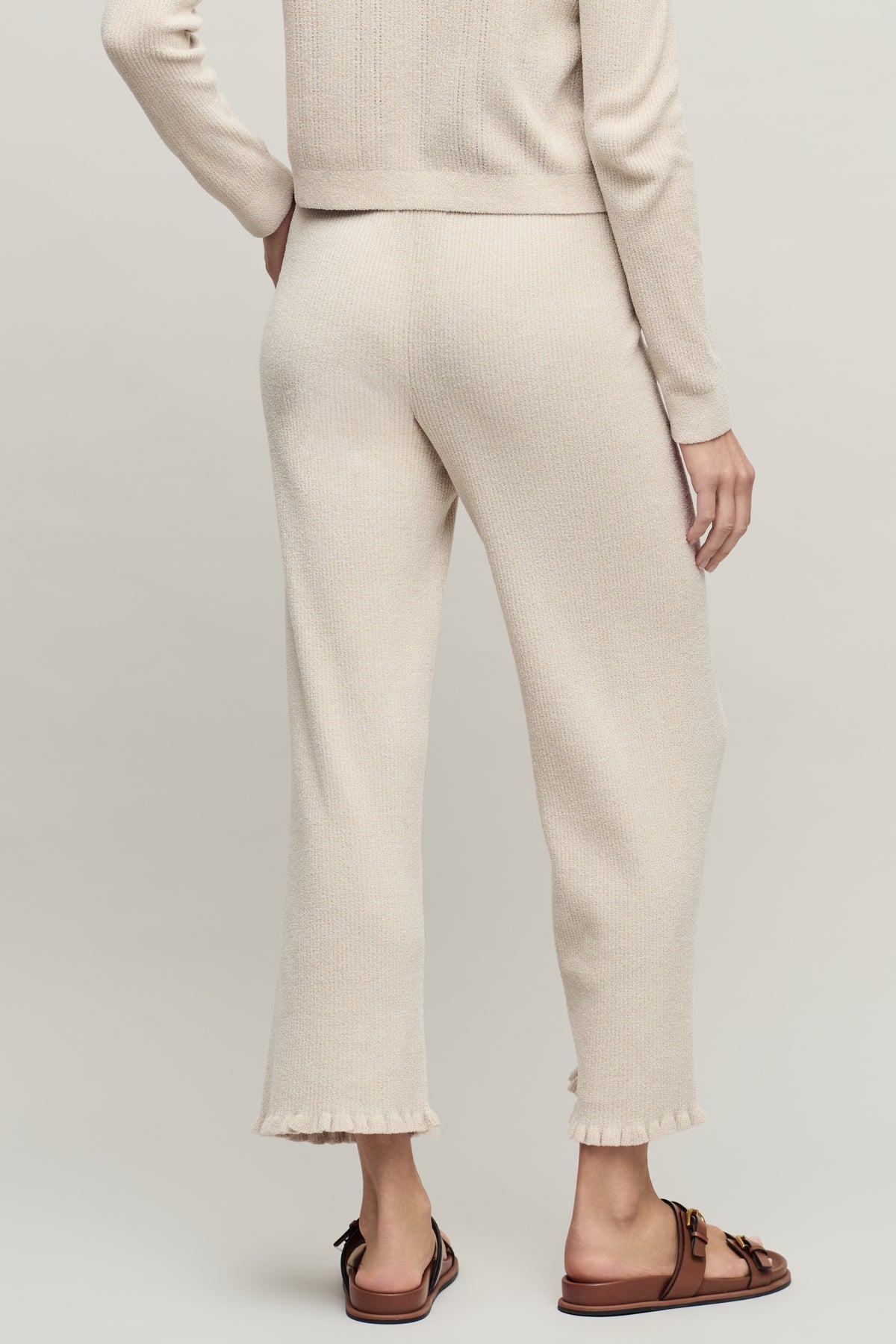 Barefoot Dreams CozyChic Ultra Lite® Rib Ruffle Hem Ankle Pant - Stone