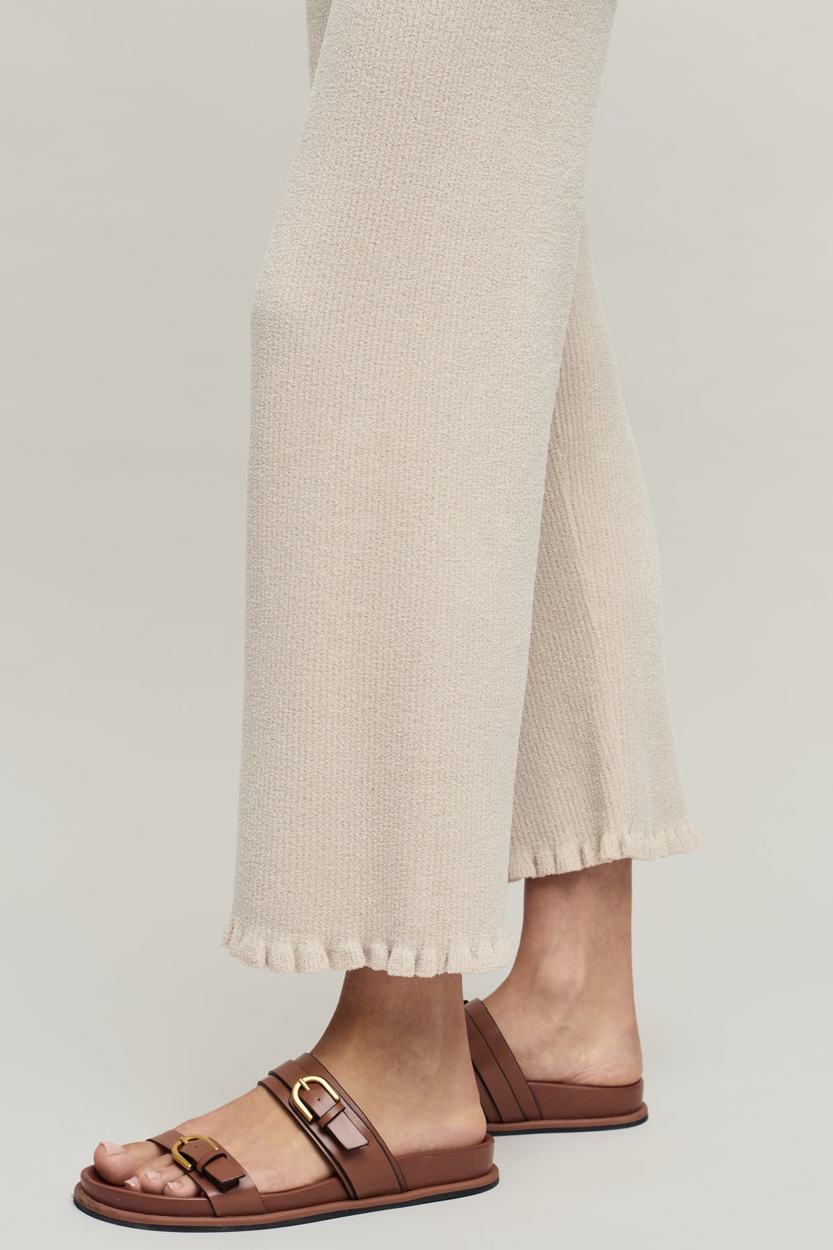 Barefoot Dreams CozyChic Ultra Lite® Rib Ruffle Hem Ankle Pant - Stone